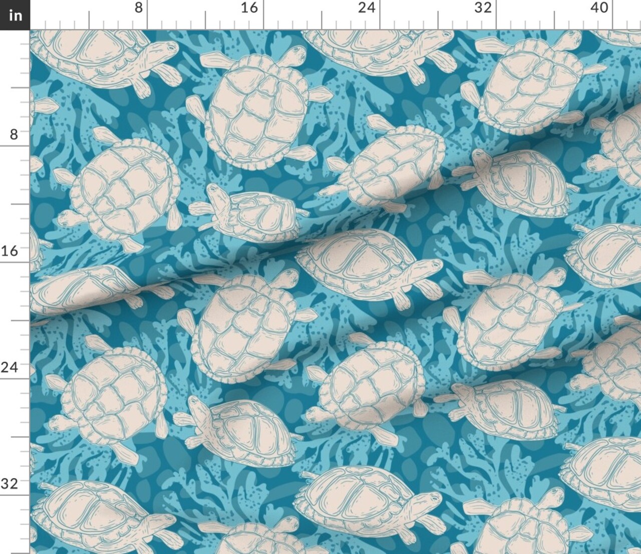Various Fabrics by the Yard or Fat Quarter Sea Turtles Coastal Summer Life Ocean Animals Seaside Custom Printed Fabric by Spoonflower